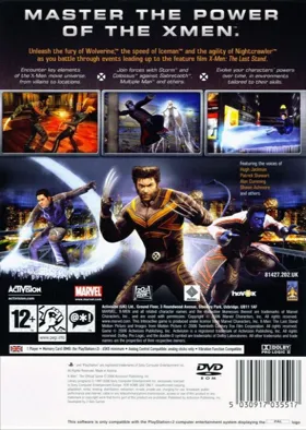 X-Men - The Official Game box cover back